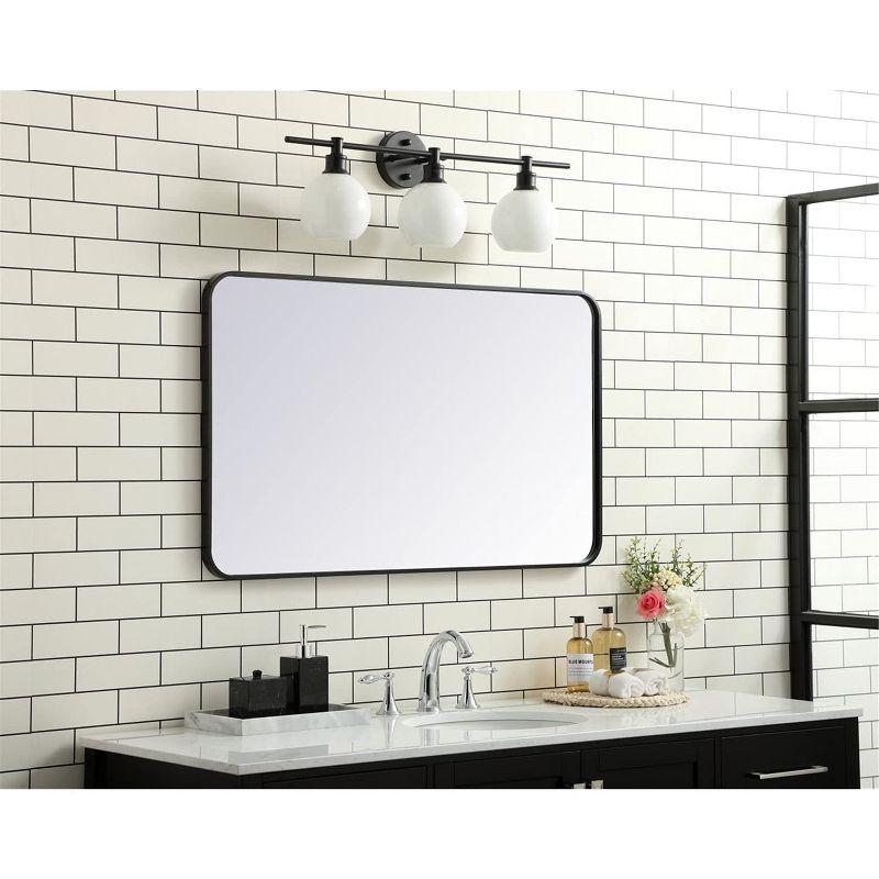 Elegant Lighting Soft corner metal rectangular mirror 24x40 inch in Black