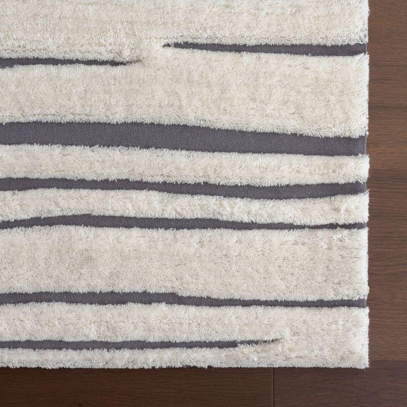 Frenshe Interiors x Rugs USA - Studio Striped New Zealand Wool Indoor Area Rug, Runner 2' 6" x 8', Studio Ivory