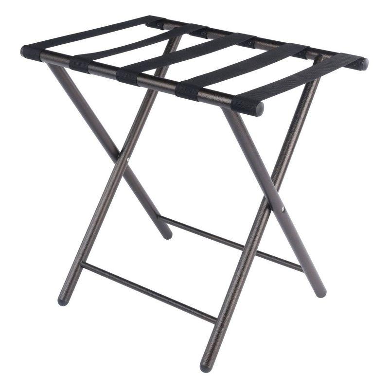 Tavin Luggage Rack Folding Straight Leg Black - Winsome: Guest Room Suitcase Stand, No Assembly Required