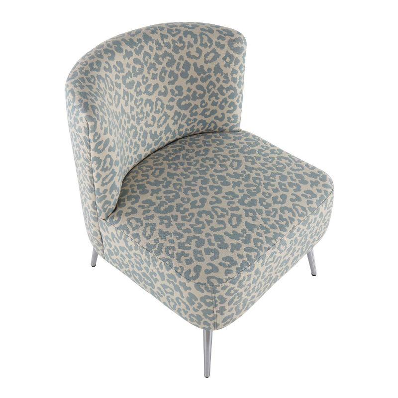 Fran Contemporary Slipper Chair Chrome/Blue Leopard Fabric - LumiSource