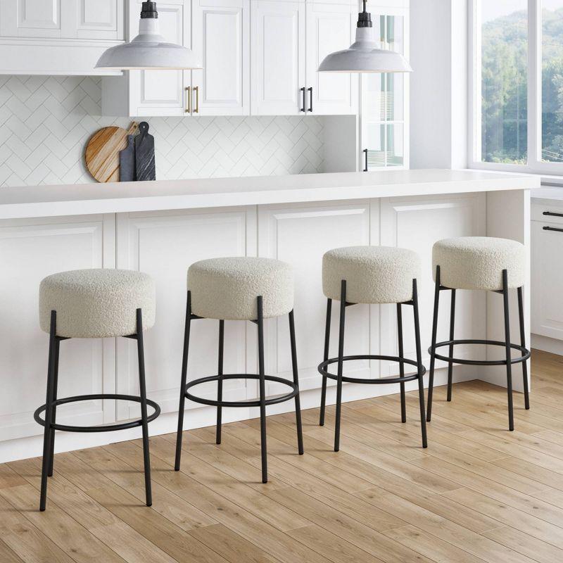 Upholstered Counter Stool with Metal Frame