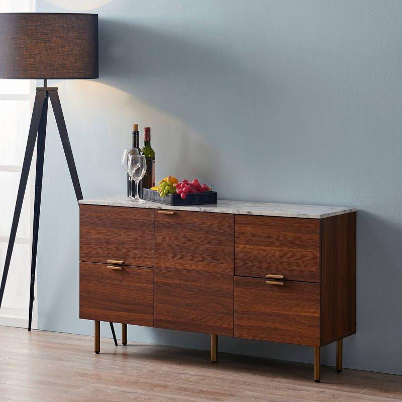 Wrought Studio™ Pinecone 48" Storage Cabinet Sideboard with Marble Effect