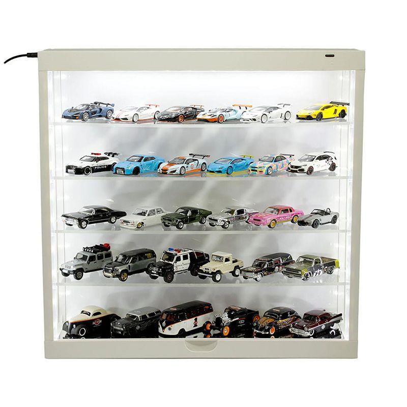 Showcase Wall Mount 5 Tier Display Case White with White Back Panel "Mijo Exclusives" for 1/64-1/43 Scale Models