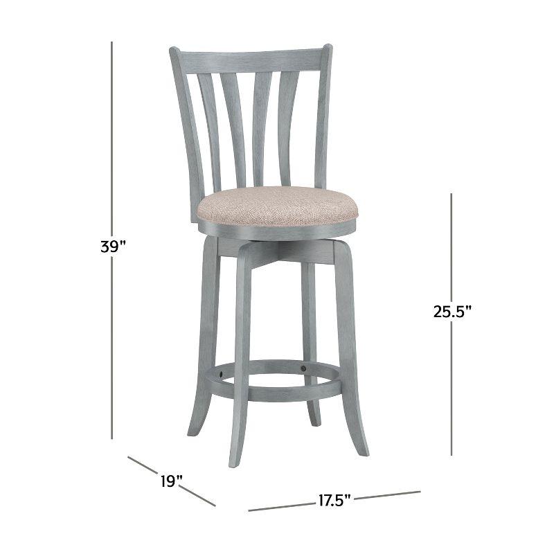 Hillsdale Furniture 25.75" Savana Swivel Counter Height Barstool Blue (Wirebrush)/Cream : Upholstered, Wood Legs, 250lb Capacity