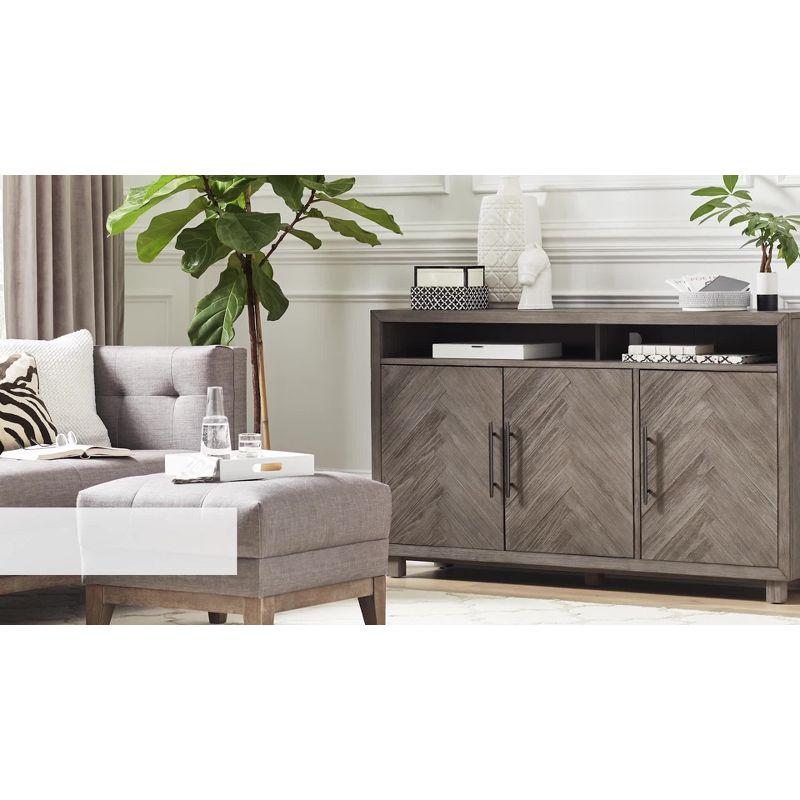 Palisade Console TV Stand for TVs up to 60" Gray - Martin Furniture: Herringbone Pattern, Iron Hardware