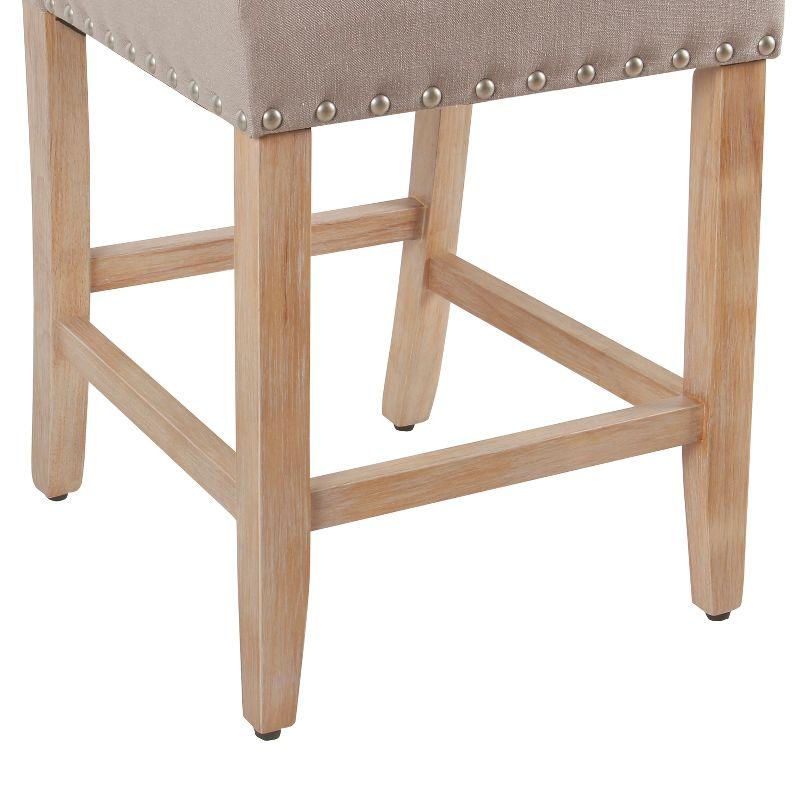 24" Upholstered Counter Height Barstool with Nailheads - HomePop