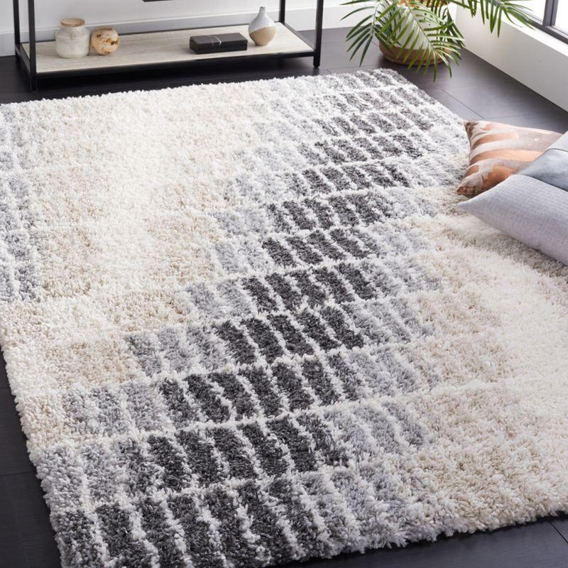 Fontana Ivory and Grey Rectangular Shag Area Rug