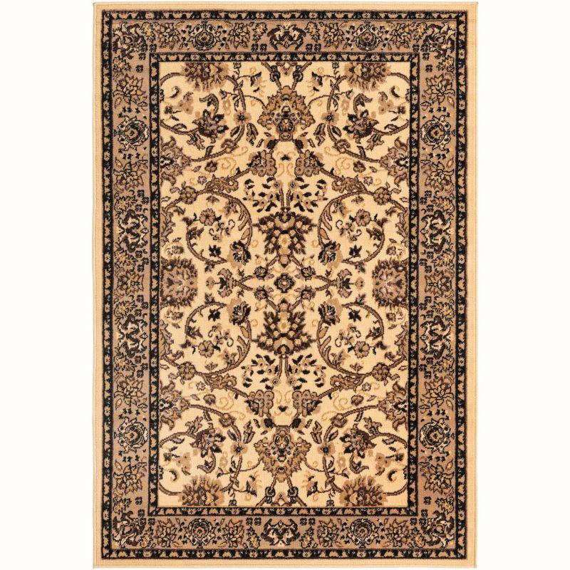 Ivory and Tan 4' x 6' Stain-Resistant Synthetic Area Rug