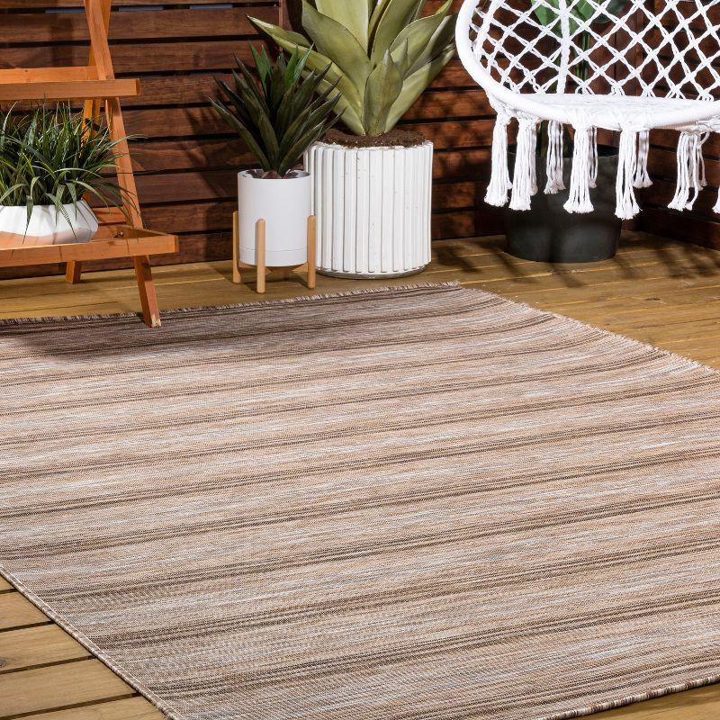 Multicolor Stripe Synthetic 4' x 6' Easy-Care Area Rug