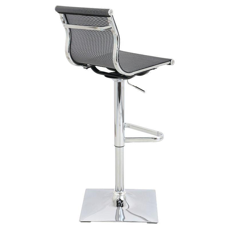 Mirage Contemporary Adjustable Barstool Silver - LumiSource: Chrome-Plated, Swivel, Low Back