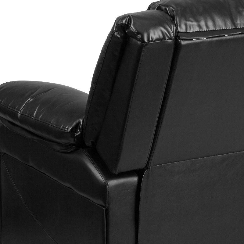 Contemporary Black LeatherSoft Metal Recliner with Plush Cushions