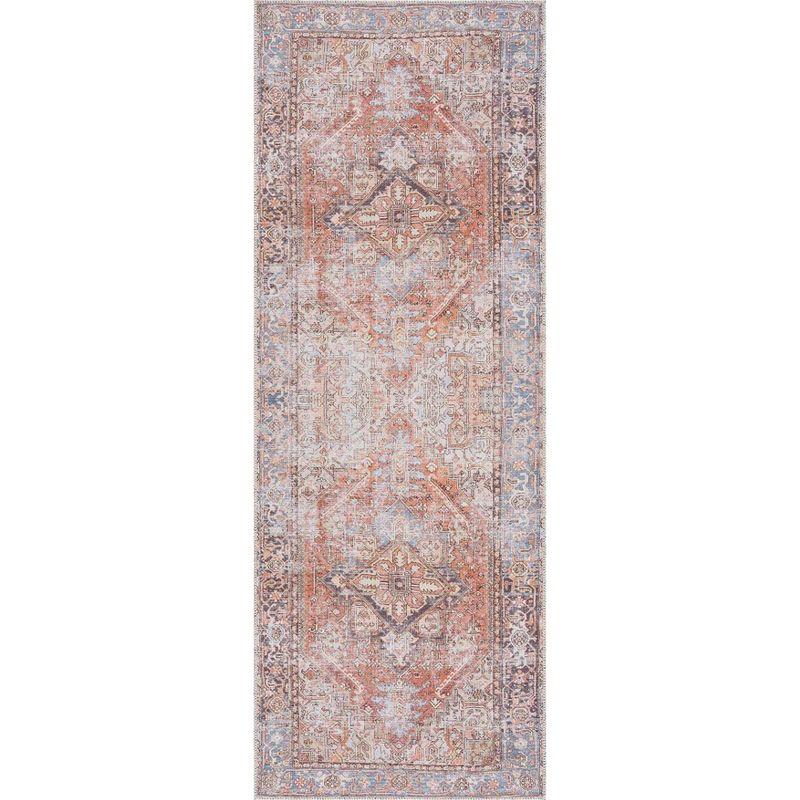 Performance Rust/Gray/Blue Machine Washable Area Rug