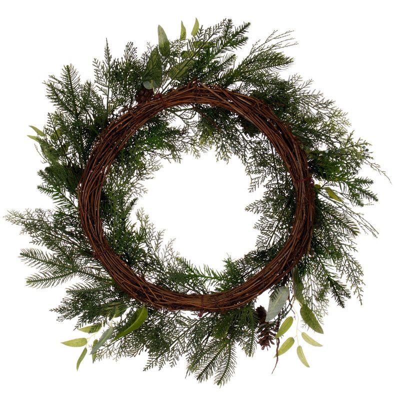 Vickerman 24" Cedar Pine Cone Twig Artificial Christmas Wreath, Unlit