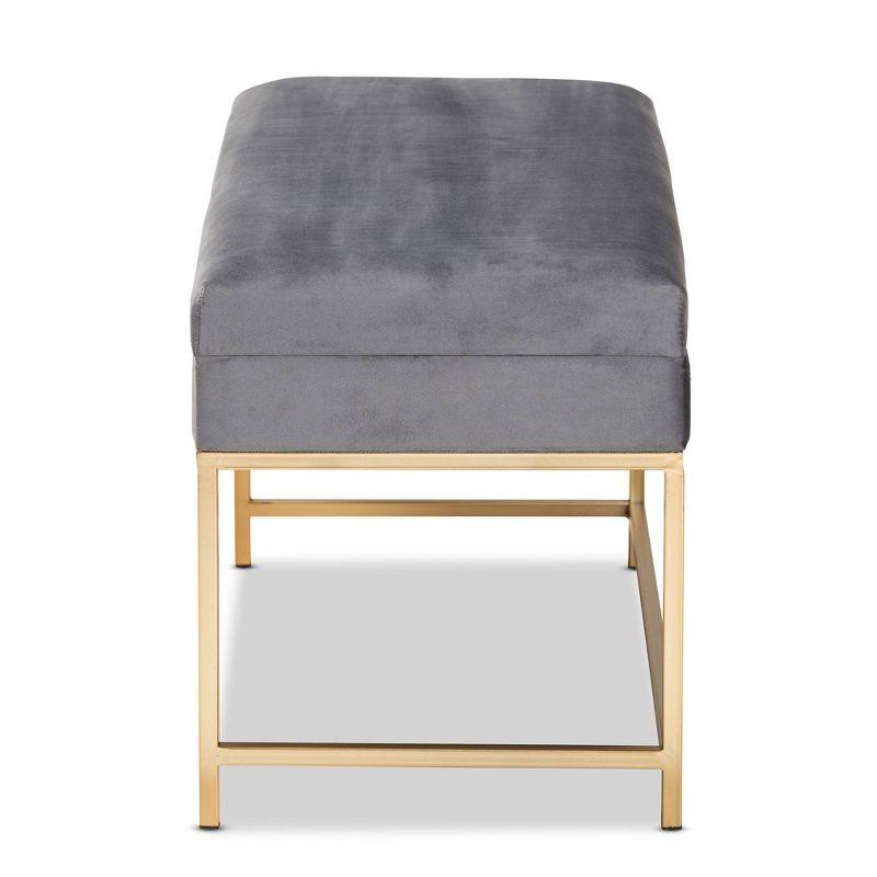 Aliana Velvet Fabric and Metal Large Ottoman Gold - Baxton Studio: Antique Brass Latch, Storage, No Assembly Required