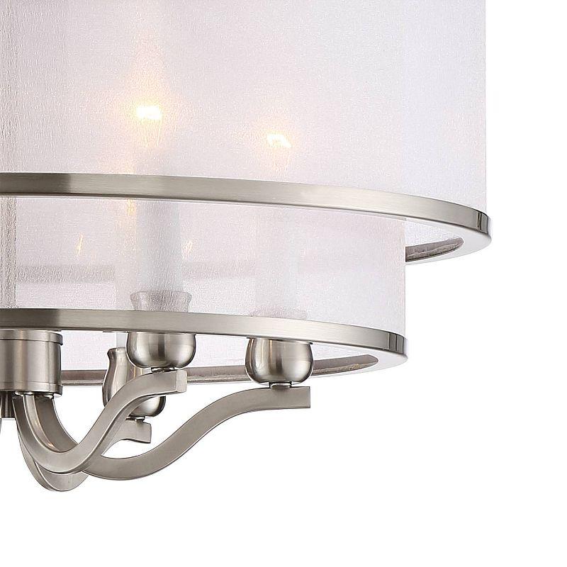 Possini Euro Design Nor Brushed Nickel Pendant Chandelier 23" Wide Modern Double White Organza Shade 6-Light Fixture for Dining Room Kitchen Island