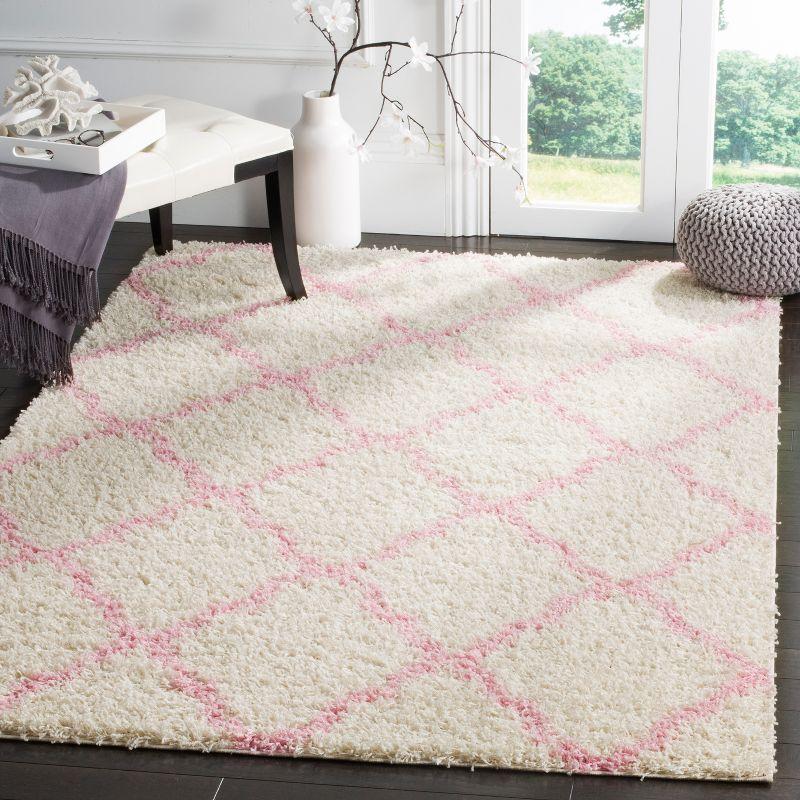 Dallas Shag SGD257 Power Loomed Area Rug - Ivory/Light Pink - 8'6"x12' - Safavieh.