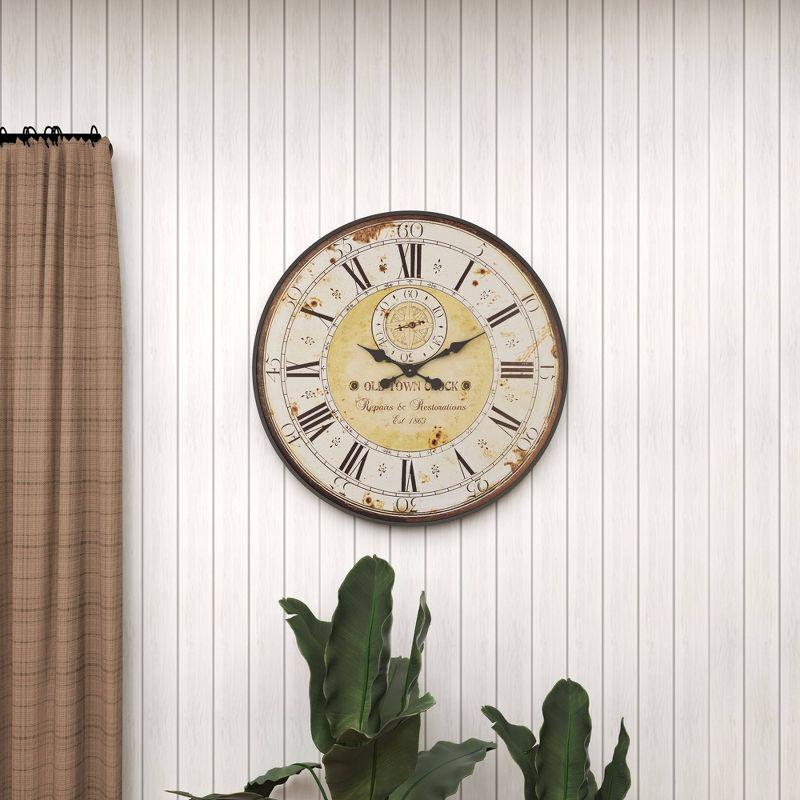 Vintage Wood Wall Clock with Typography Brown - Olivia & May