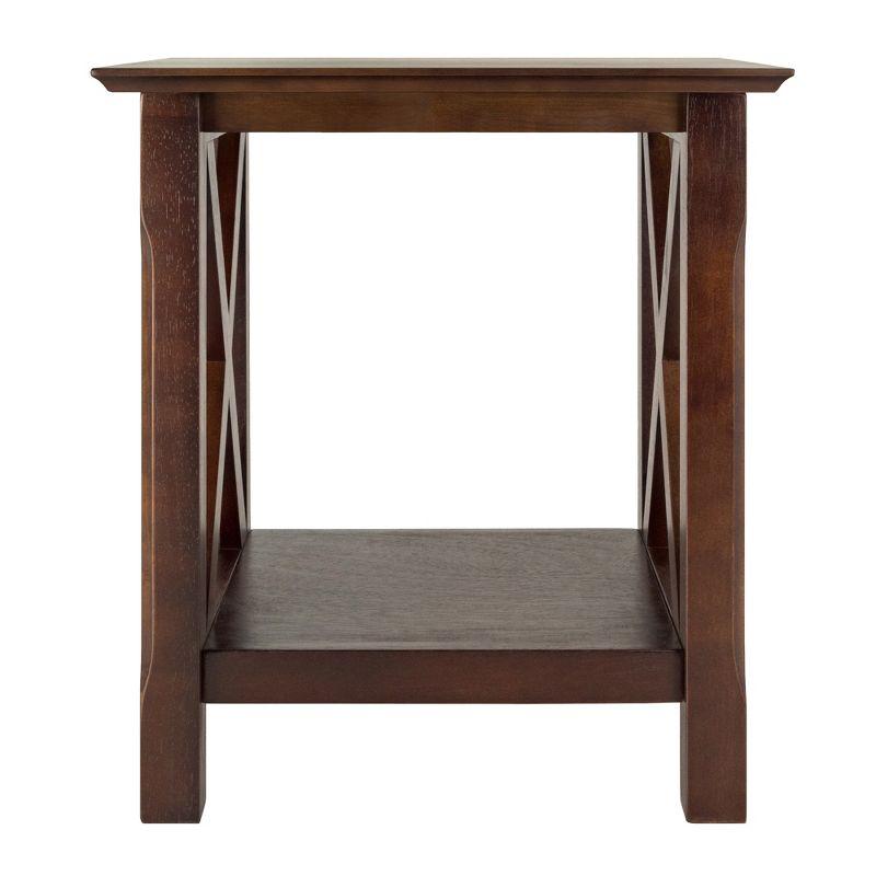 Cappuccino Wood Composite Rectangular End Table with Shelves