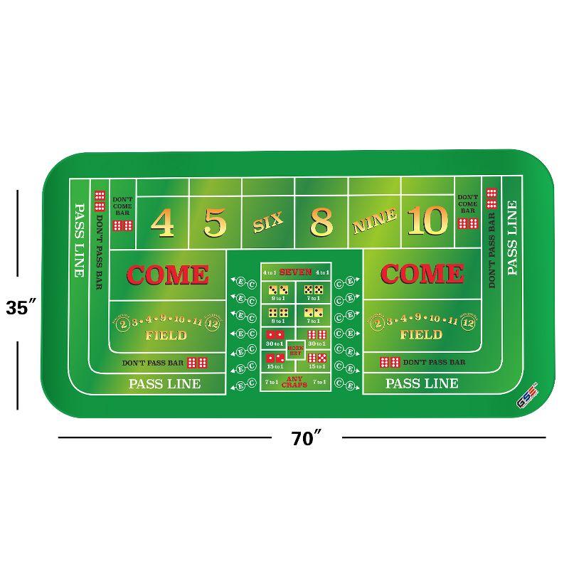 GSE 70" x 35" Casino Craps Tabletop Layout Mat with Carrying Bag, Non-Slip Rubber Layout Mat