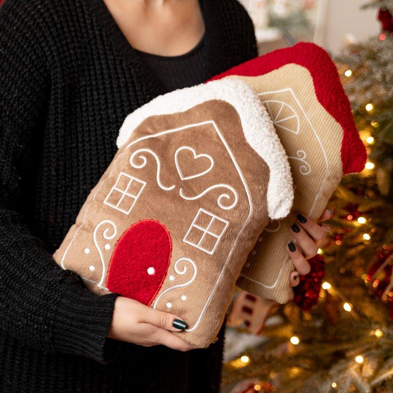 14" Gingerbread House Christmas Throw Pillows Set of 2, Multicolor (Set of 2)