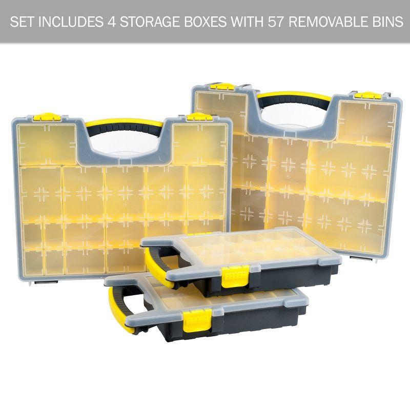 Stalwart Stalwart Tool and Hardware Organizer and Storage with 3 Compartments (Set of 4)