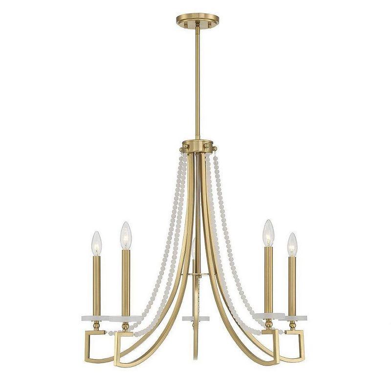 Helen Warm Brass 5-Light Chandelier with Frosted Beads