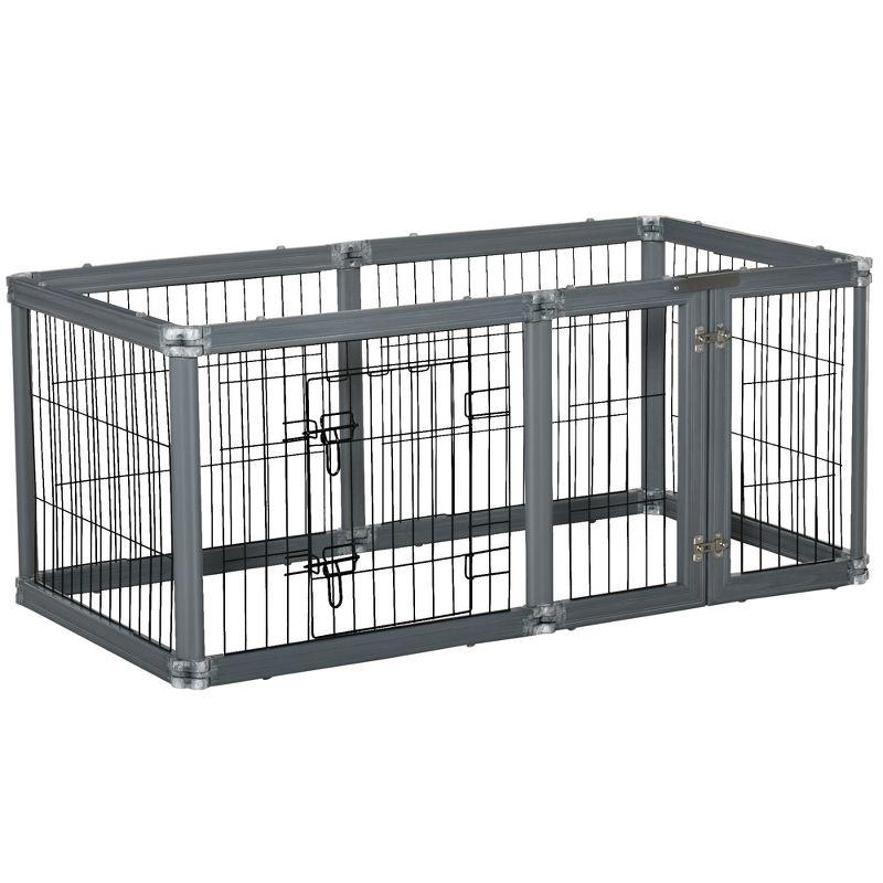 PawHut 24.5" Heavy Duty Pet Playpen, 6 Panels Dog Exercise Pen, Foldable Puppy Play Whelping Fence, with Door, Double Latches, Indoor & Outdoor