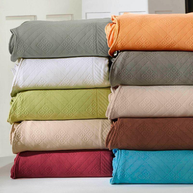 Geometric Fret Cotton Matelasse Decorative Bedspread and Pillow Sham Set, Twin, Salmon - Blue Nile Mills