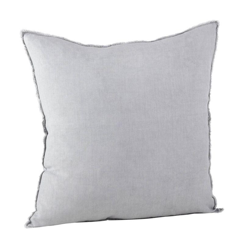 20"x20" Oversize Fringed Design Linen Square Throw Pillow Gray - Saro Lifestyle: Woven Texture, Duck Feather Filled, Zippered