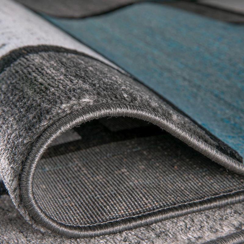 World Rug Gallery Contemporary Modern Boxed Color Block Blue Gray 2'x10' Runner Rug
