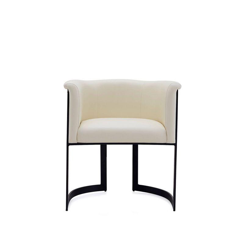 Cream Faux Leather Barrel Arm Chair with Metal Frame