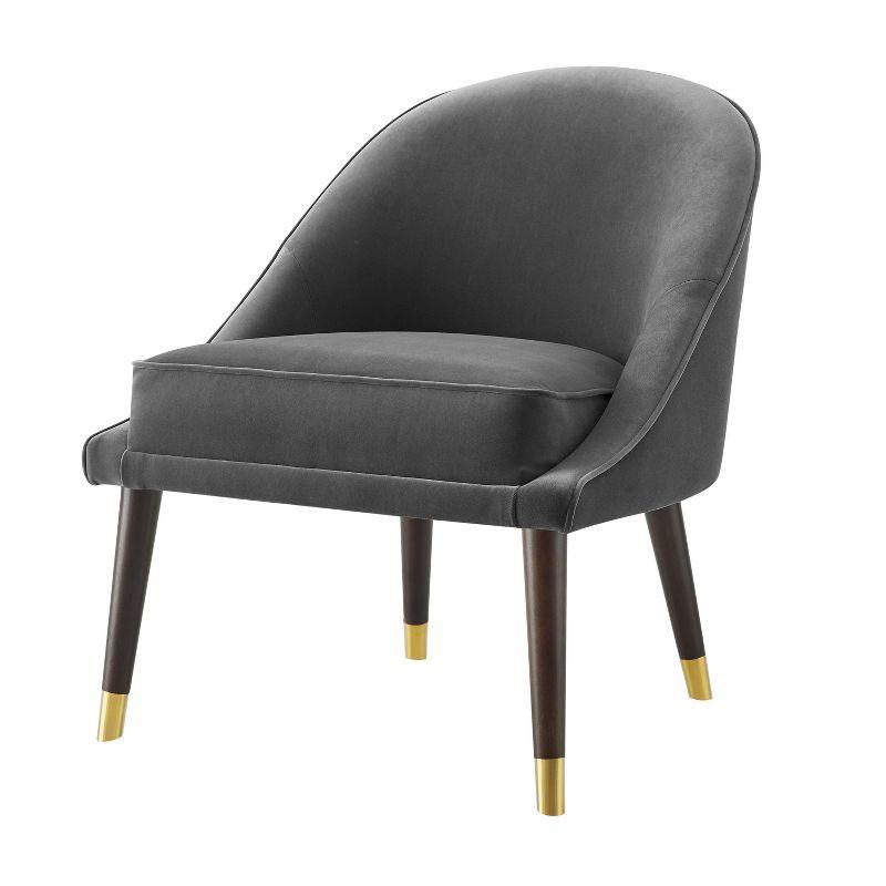 18" Avalon Velvet Accent Chair Charcoal - Steve Silver Co.: Mid-Century Modern, Armless, Wood Legs