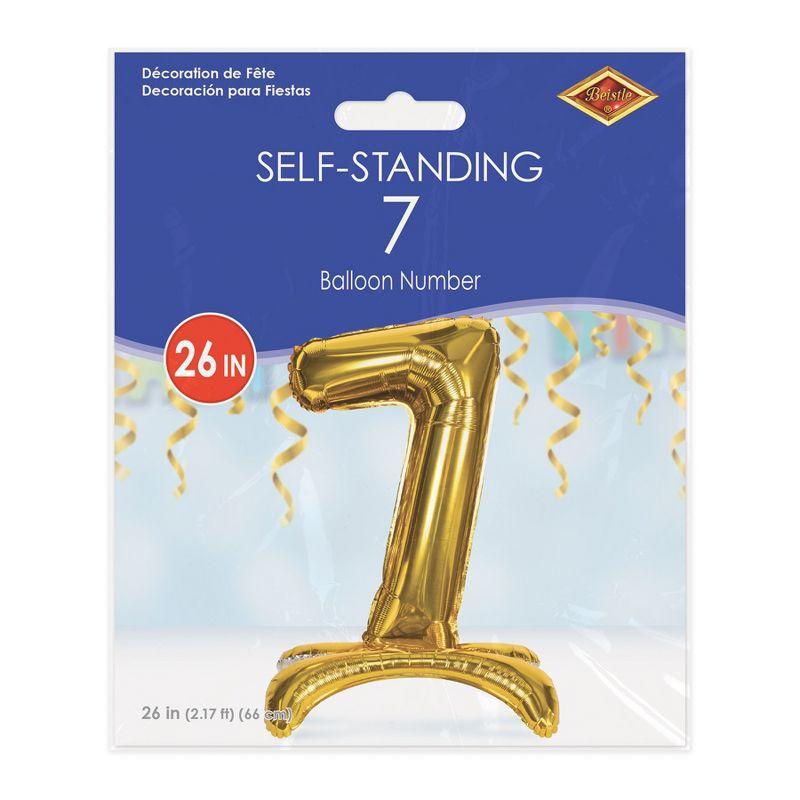 Beistle Self-Standing Balloon Number  7, 26", (2/Pkg) Gold