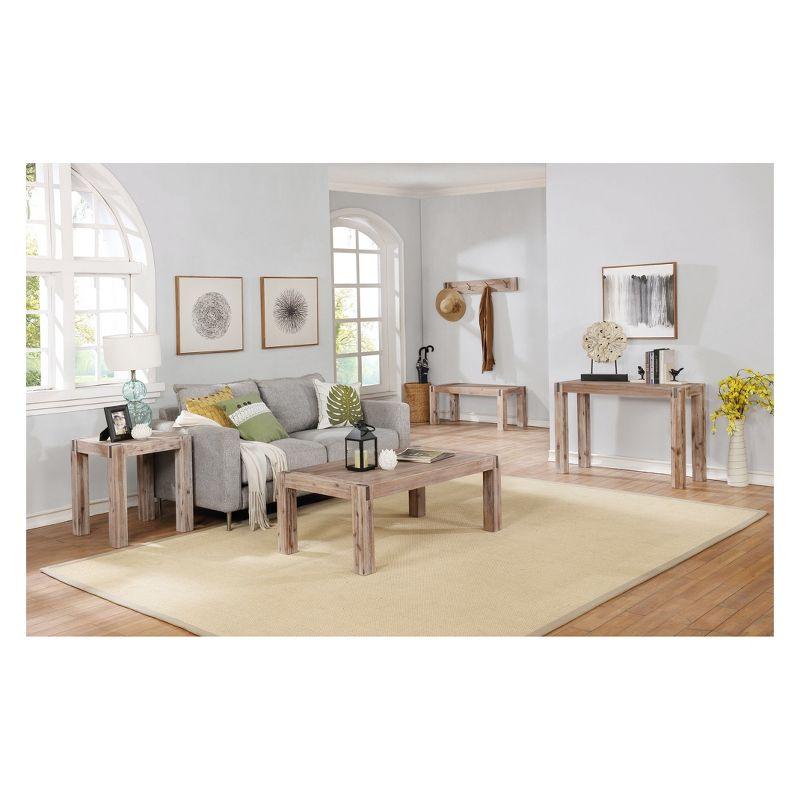 40" Wide Woodstock Acacia Wood with Metal Inset Coat Hook Brushed Driftwood - Alaterre Furniture: Wall Mounted, Entryway Storage, 4 Hooks