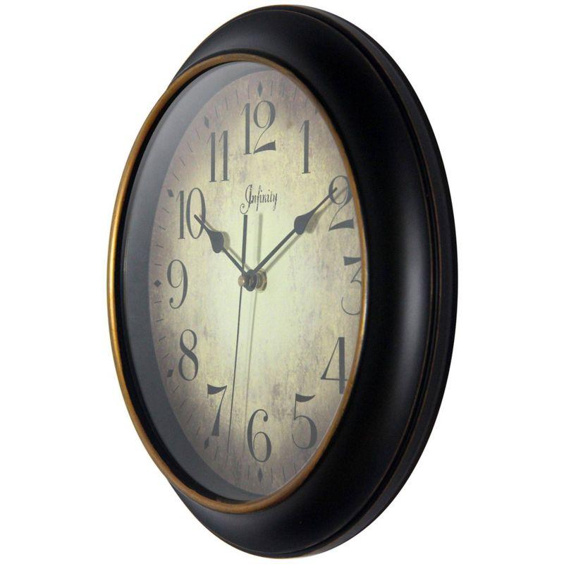 12" Precedent Wall Clock Black/Rose Gold - Infinity Instruments: Modern Indoor Round Analog Display, Plastic Construction