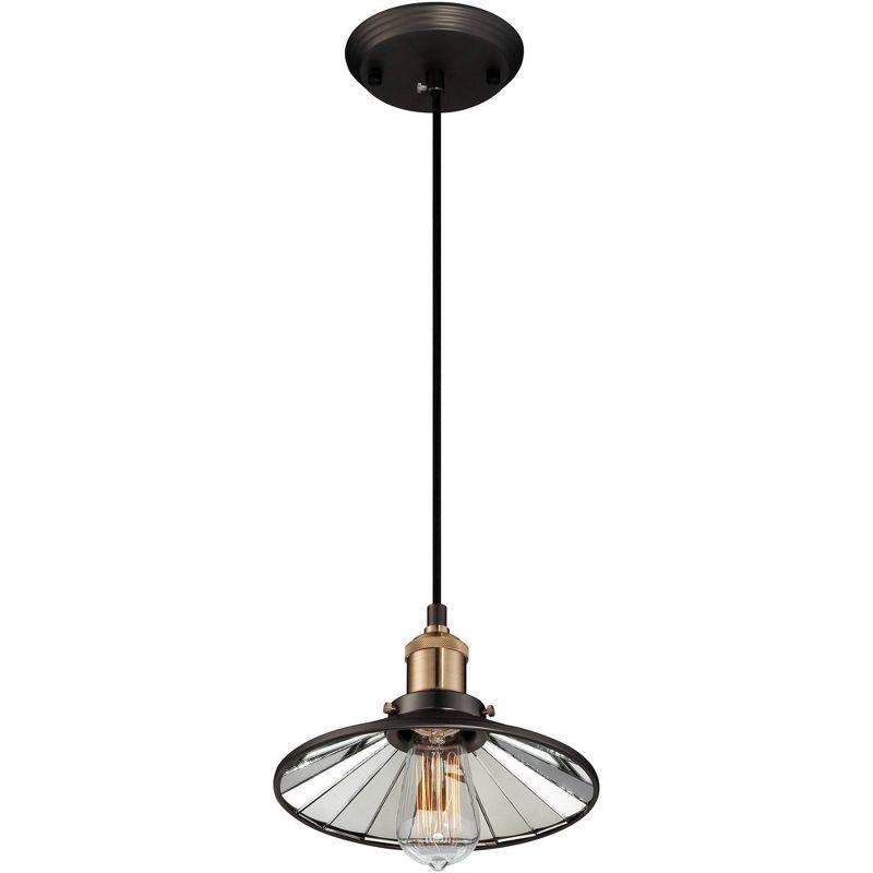 Franklin Iron Works Emile Oil Rubbed Bronze Brass Mini Pendant 8 3/4" Wide Industrial LED Fixture for Dining Room House Foyer Kitchen Island Entryway