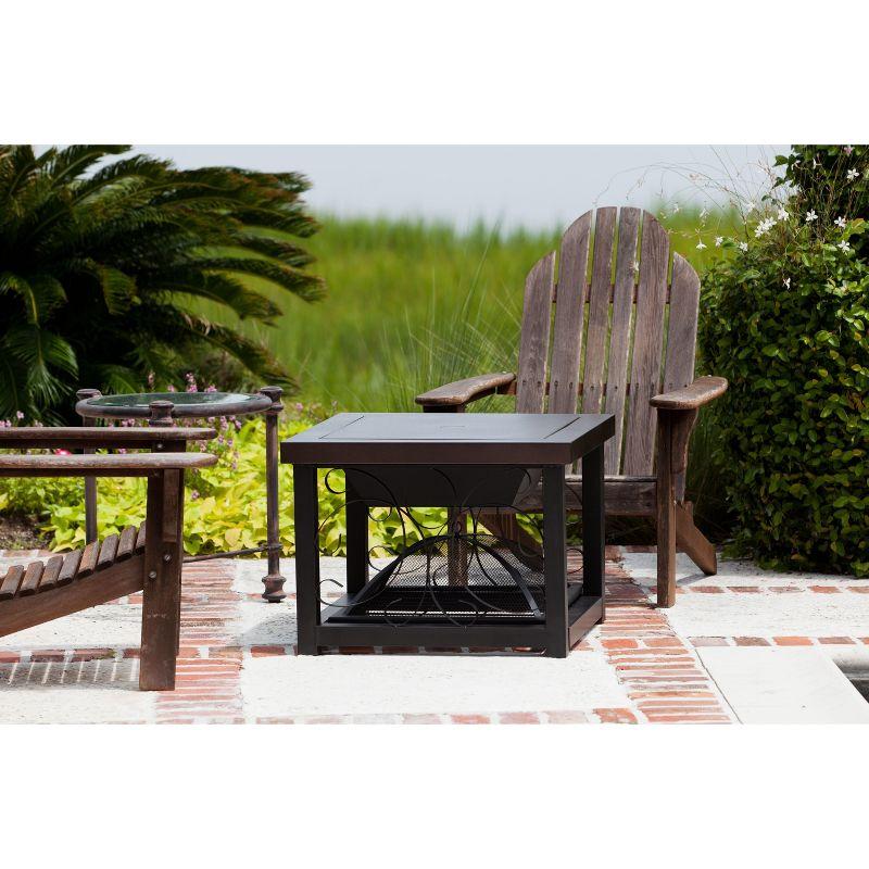 30" Bronze Wood Fire Pit Table with Storage Rack