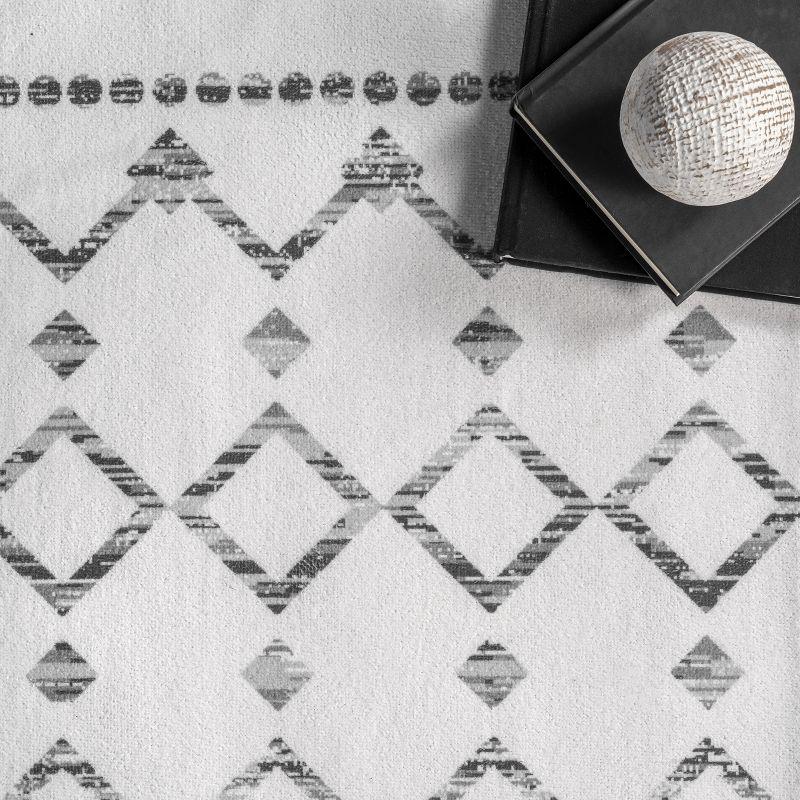 Nuloom Blythe Trellis 3x5 Machine Washable Accent Indoor Area Rug for Living Room Bedroom Dining Room Entryway Kitchen, Grey/Off White