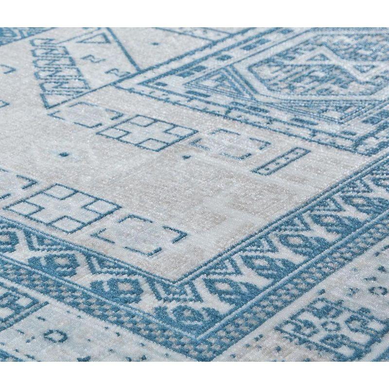 Rugs America Freida FY60A Azure Vintage Farmhouse Area Rug for Dining Room Rug Neutral Rug Living Room Rug Kitchen, 5'x7'