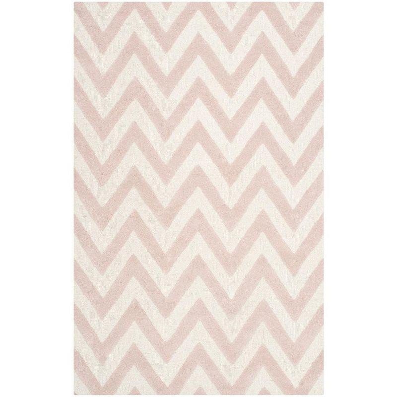 Light Pink and Ivory Hand-Tufted Wool Area Rug 3' x 5'