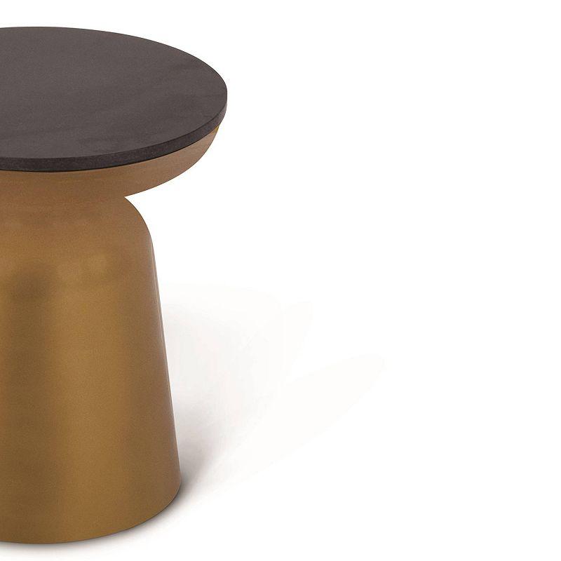 Contemporary Round Stone Top Metal Frame End Table