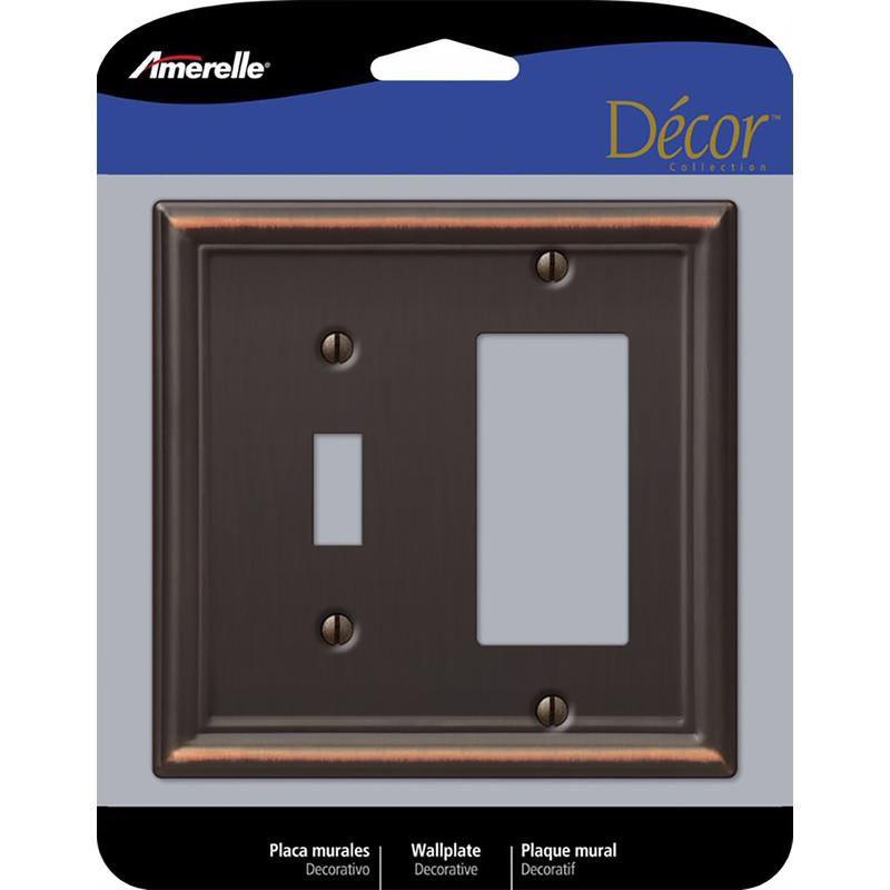 Aged Bronze 2-Gang Steel Rocker/Toggle Wall Plate