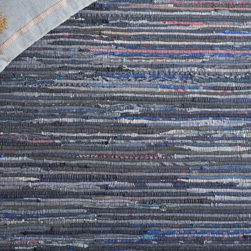 Ink and Multi 6' x 9' Handmade Cotton Flat Woven Rug