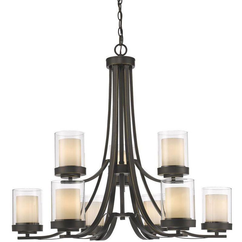 Olde Bronze 9-Light Chandelier with Glass Shades