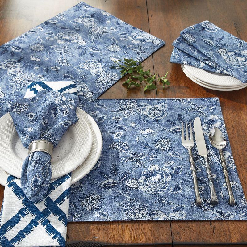 Blue Floral Cotton Table Runner 14" x 16"