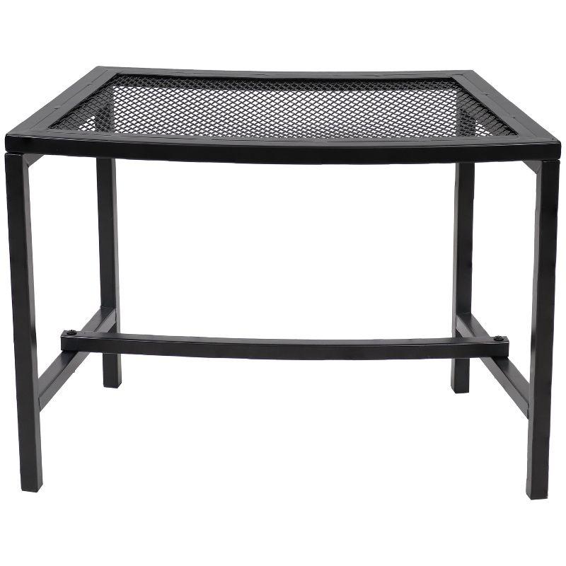 Sunnydaze Outdoor Lightweight and Portable Metal Patio Side End Table or Backless Bench Seat with Mesh Top - 23"