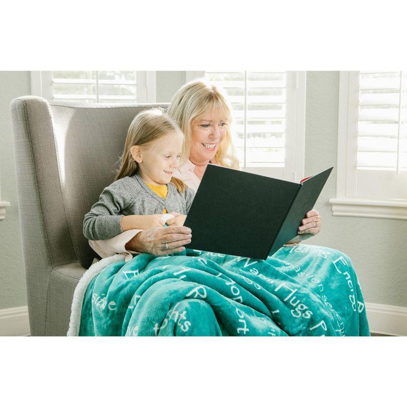 Chanasya Sympathy Warm Hugs Support Gift Throw Blanket with Plush Faux Shearling Side - (Twin) Teal