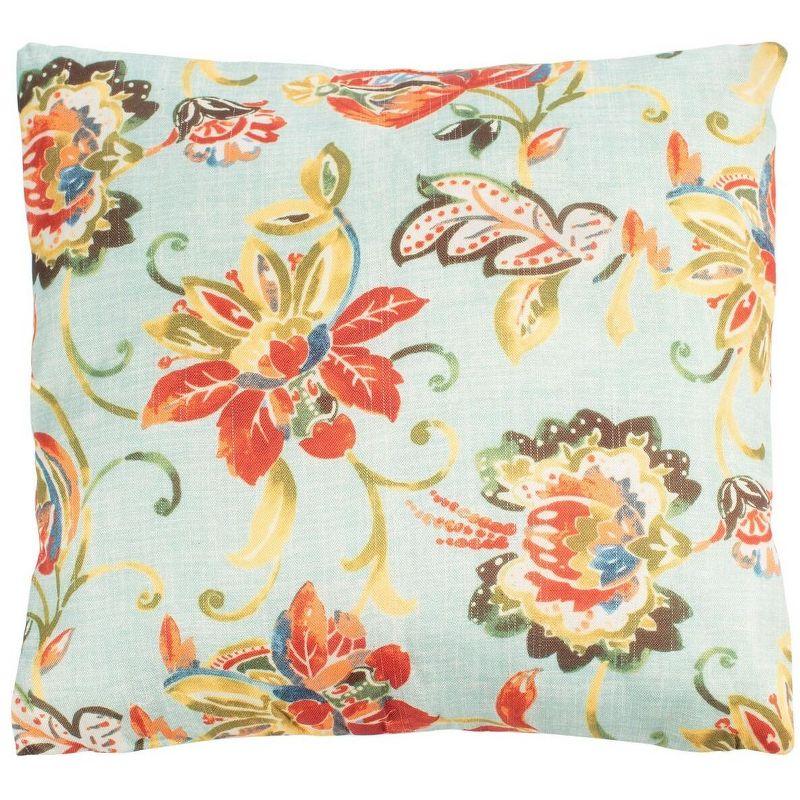 Gia 21" Square Red and Green Jacobean Floral Pillow