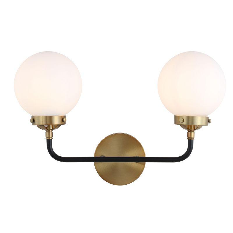 Caleb 18" Antique Gold and Black Glass Vanity Light