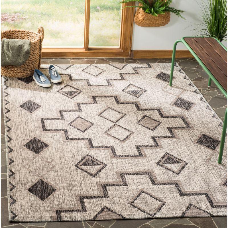 Courtyard CY8533 Power Loomed Indoor/Outdoor Area Rug - Grey/Black - 4'x4' - Safavieh.